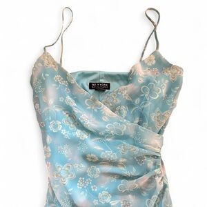 New York & Company Blue Floral Midi Dress